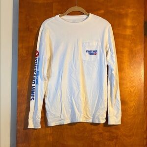 Vineyard Vines White Long Sleeve Tee with Logo